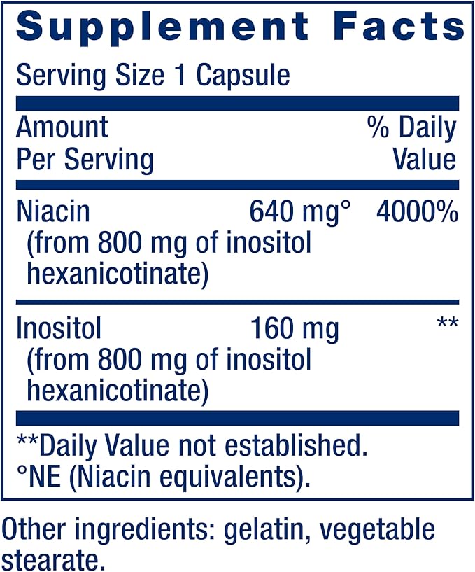 Life Extension No Flush Niacin,B3 for Heart Health,Cholesterol & Energy Support,Non-GMO,Gluten-Free,100 Capsules,(Pack of 2)