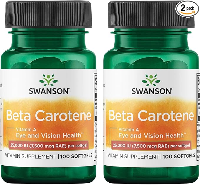 Swanson Beta-Carotene (Vitamin A) 25000 Iu (7500 mcg) 100 Sgels (2 Pack)