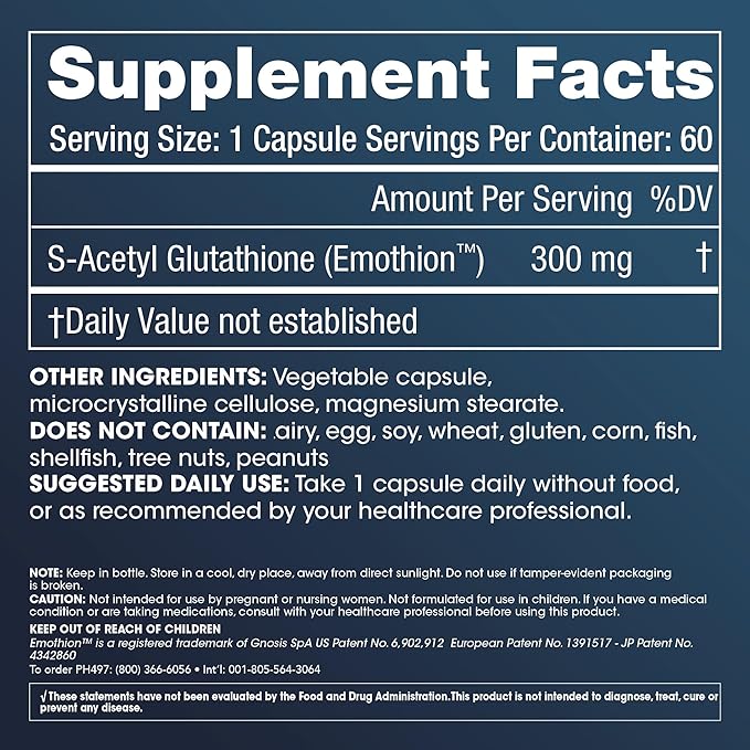 ProHealth S-Acetyl Glutathione (Emothion™) (300 mg - 60 Capsules)