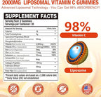 2 Pack Liposomal Vitamin C 2000mg Gummies Complex Rose Hips with D3 5000IU,Elderberry Echinacea,Iron & Zinc for Adults Kids Immune,Antioxidant & Collagen Support,Orange Flavor, 120Count