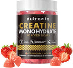 Nutravita NSF Certified Creatine Gummy - Creatine Monohydrate Gummies for Men & Women-5g of Creatine Monohydrate per Serving - Sugar Free,Vegan, Strawberry Flavor, 120 Count