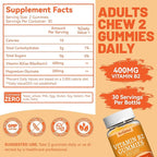 2 Pack Vitamin B2 Gummies, Chewable Riboflavin 400mg Supplement with Magnesium for Adults, Migraine Relief* & Nervous System Support*, Vegan - 120 Counts