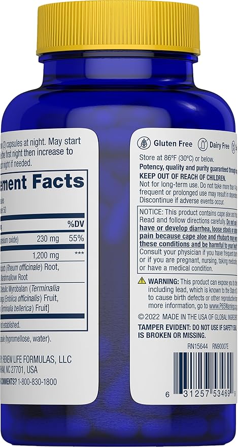 Renew Life Detox Cleanse More, Reduces Bloating and Restores Regularity, Overnight Constipation Relief, Soy, Dairy and gluten-free, 100 Capsules