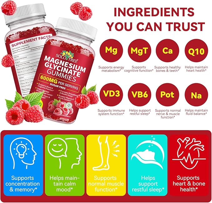 120 Count Magnesium Glycinate Gummies with L-Threonate（600mg Per Serving）,High Absorption Sugar Free Magnesium Potassium Supplement for Relaxation, Stress Relief, and Sleep Support for Adults & Kids