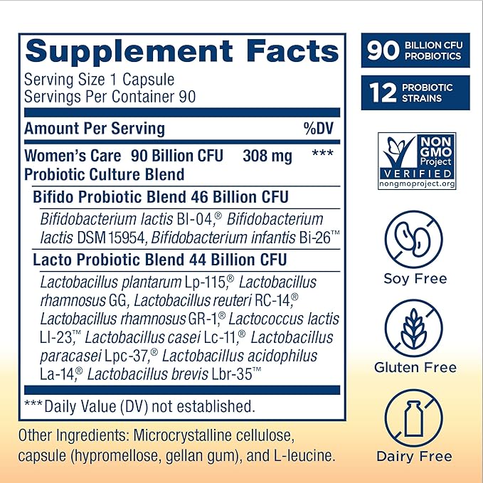 Renew Life Ultimate Flora Women's Care Probiotic, 25 Billion CFU, 90 Capsules (Package May Vary)