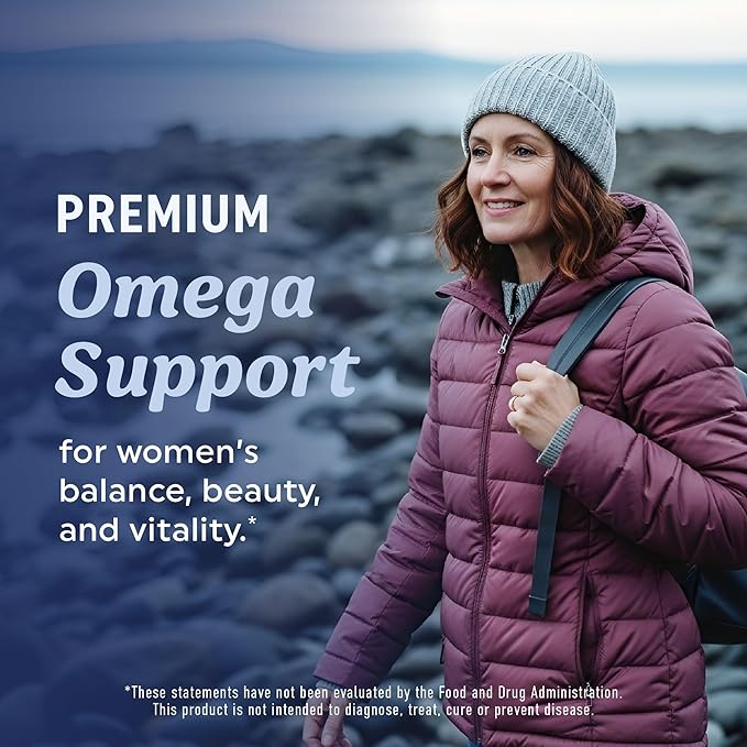 Fish Oil Omega 3 Supplements for Women | DHA + EPA | Heart Health, Hormone Balance, Skin & Wellness Support | 600MG Omega3 + 800MG Evening Primrose Oil | Omega 3 Supplement for Women | 120 Ct.