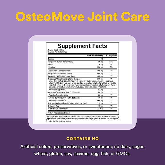 Natural Factors, OsteoMove Joint Care, Extra Strength Support for Joint and Bone Health, Non-GMO, 60 tablets (30 servings)