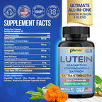 Lutein Supplement with Zeaxanthin, Ashwagandha, Saffron, Green Tea Extract, Glucomannan, Eye Vitamins for Adults, Vision Health Supplement, Plant-Based Formula for Daily Support (2 Pack)