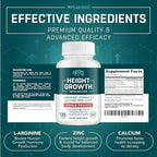 Height Growth Maximizer, Calcium, Vitamin D3 and Zinc Blend Pills, Bone Growth Supplement for Kids and Teens, Bone Strength, Density Support, GMO-Free, Gluten-Free, Made in USA, 120 Caps