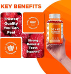 Vitamatic Vitamin D3 + K2 Gummies – 60 Count | Supports Bone, Heart & Immune Health – Promotes Calcium Absorption – Plant-Based, Non-GMO, Gluten-Free