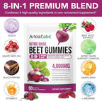 Super Beetroot Gummies, 8 in 1 Beet Root 4,000mg with Grape Seed Extract & CoQ10, Sugar Free - 90 Count (2)