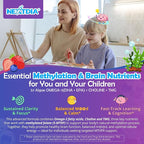 L-Methylfolate 1000 mcg + Methyl B12 Gummies for Kids & Adults - Active 5-MTHF, w/Omega-3 DHA & EPA(3:1), Choline & TMG, B6, Supports MTHFR Gene, Brain, Energy & Methylation, Sugar free, 60 Cts