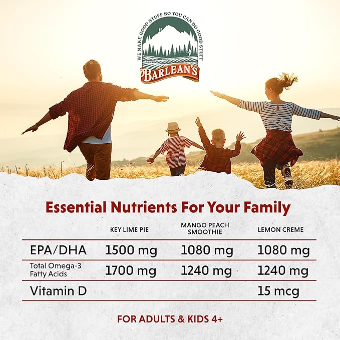 Barlean's Omega 3 Fish Oil Liquid Supplement for Men and Women, 1500mg of EPA and DHA Fatty Acid, Promotes Brain & Heart Health - Non-GMO, Variety Pack, 8 oz