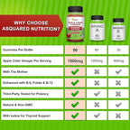 aSquared Nutrition Apple Cider Vinegar Gummies - 1500mg Per Serving - with The Mother - 90 ACV Gummies w/Vitamin B6 & B12, Folic Acid - Vegan Gummy Supplement Alternative to Capsules Pills (Pack of 2)