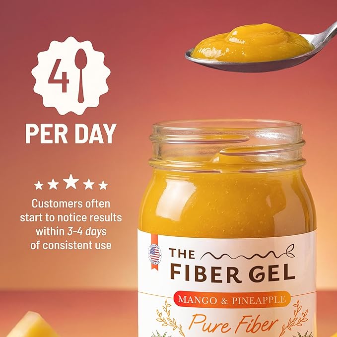 High Dietary Fiber Prebiotic Gel Formula — 100% Natural & Clean Label — Plant-Based Psyllium Husk & Inulin Complex — Keto Friendly, Vegan, No Added Sugar — Mango&Pineapple, 16 oz