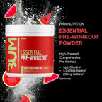 RAW Essential Pre-Workout Powder (Sour Watermelon) - Chris Bumstead Sports Nutrition Supplement for Men & Women - Preworkout Energy Powder with Caffeine, L-Citrulline & Beta Alanine Blend - 2-Pack