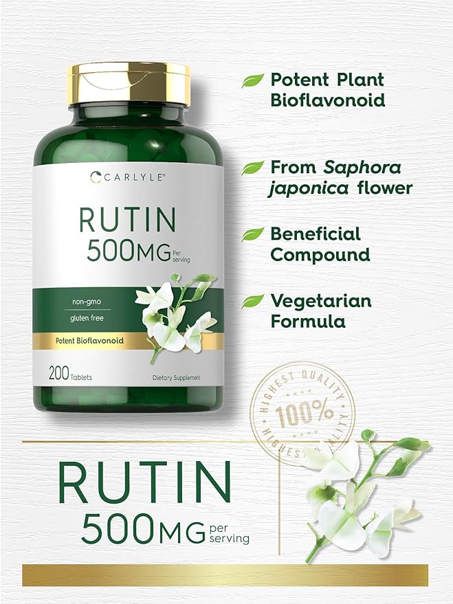 Carlyle Rutin Supplement 500mg | 200 Tablets | Vegetarian, Non-GMO, Gluten Free