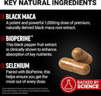Force Factor Black Maca Root Supplement for Men, 1000mg Maca Negra Extract for Energy, Hormonal Balance & Vitality, Superior Absorption with BioPerine, 180 Capsules, 3-Pack