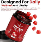 Veralinda Migraine Gummies – Original Triple Protocol Formula, 60 Gummies with Magnesium, Riboflavin B2 & Feverfew – Natural Brain Health Supplement for Migraine Wellness Support for Women & Men