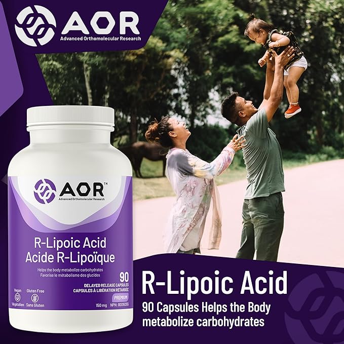 AOR R Alpha Lipoic Acid 150mg, 90 Vegan DR Capsules, 30-Day Supply – Pure R-Lipoic Acid Formula for Antioxidant Activity, Carbohydrate Metabolism & Everyday Digestive Balance – Non-GMO, Gluten-Free