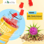 Aromlife Milk Thistle Gummies Support Liver – Liver Gummies Sugar-Free Vegan Chewable Fruit Treats, 60 Count, Gluten-Free, Cranberry Flavor