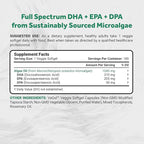Naturalis Double Strength Vegan Omega 3 DHA, EPA & DPA from Microalgae | Vegan Society Certified, Sustainably Sourced, True Full Spectrum | 180 Veggie Softgels (Carrageenan Free)