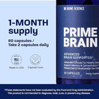 BONE SCIENCE Prime Brain – Memory & Focus Support Supplement with Alpha GPC, Phosphatidylserine & Ginkgo Biloba, Non-Stimulant Cognitive Health Formula for Adults & Teens, 60 Capsules