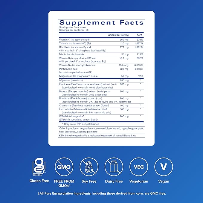 Pure Encapsulations Daily Stress Formula | Promotes Relaxation and Moderates the Effects of Occasional Stress*| 180 Capsules