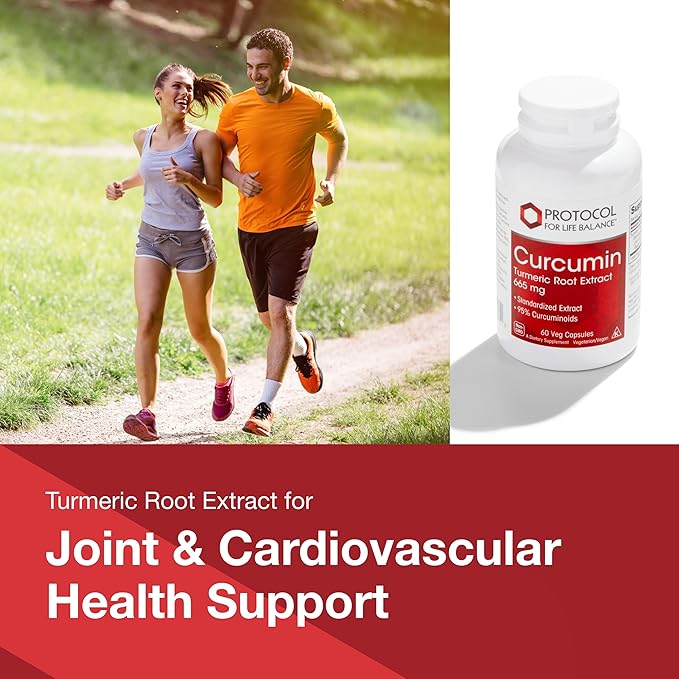 PROTOCOL FOR LIFE BALANCE Curcumin Turmeric Root Extract - 95% Standardized Curcuminoids - 665 mg Curcumin - Curcumin Turmeric Supplements - Non-GMO & Kosher - 60 Veg Capsules
