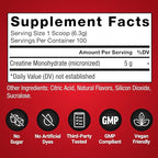 Force Factor Creatine Monohydrate Powder, 5g Micronized Dose to Support Muscle Growth, Strength, Recovery, Cognitive Health & Working Memory, Raspberry Lemonade, 100 Servings