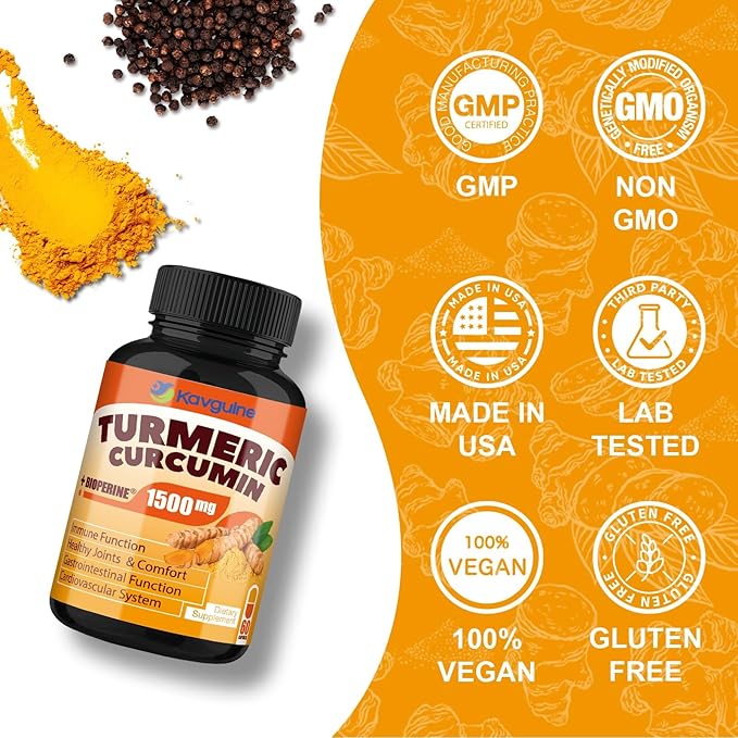 Turmeric Curcumin Supplement with Black Pepper – 1650mg Organic Turmeric Capsules, 95% Curcuminoids, Turmeric for Joint Support, Anti Inflammatory Supplement for Men & Women, 60 Veggie Capsules