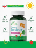 Carlyle Probiotics for Kids Chewable | 200 Count | 6 Billion CFUs | Raspberry Flavor | Non-GMO & Gluten Free Supplement | by Lil' Sprouts