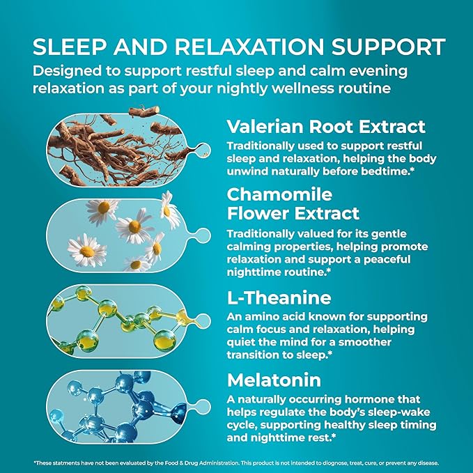 PUREHEALTH Research Sleep Formula - Natural Sleep Support Supplement for Adults - for Restfulness & Relaxation - with Melatonin, Valerian Root, GABA, L-Theanine, Lemon Balm, Hops & More - 60 Capsules