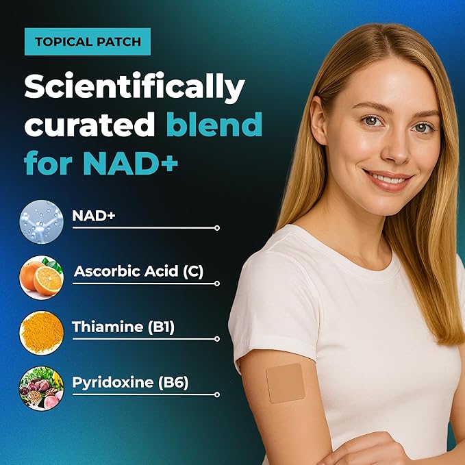 VIORY NAD Patches for Women & Men | NAD+ Patch for Energy & Healthy Aging | with CoQ10 & Nicotinamide | 60 Day Supply