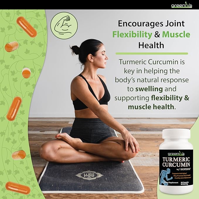 GreenIVe Turmeric Curcumin with BioPerine® 95% Curcuminoids 1500mg – 46X Higher Absorption Black Pepper Extract – 90 Vegetarian Capsules – Non-GMO, Made in USA