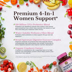 Vitalitown Probiotics for Women 120 Billion CFUs, 30 Strains, with Prebiotics & Digestive Enzymes & Cranberry, Gut & Vaginal Health, Vegan 60 (Pack of 1) Delayed Release Caps