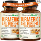 Turmeric Curcumin Supplement with Ginger Root for Joint Support, Digestive & Gut Health - Contains Organic Turmeric Curcumin with Black Pepper (Bioperine) for Enhanced Absorption - 60 Capsules, 2 Pack