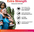 MegaRed Antarctic Krill Oil 500mg Omega 3 Fatty Acid Supplement, Extra Strength EPA & DHA Krill Oil Softgels (90cnt Box), Astaxanthin, Heart Health Supplement with No Fish Oil Aftertaste