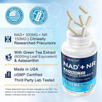 NAD Supplement 1119 mg with NR | Advanced Complex | NMN Alternative | Green Tea Extract + Astaxanthin | Anti-Aging Cellular Energy Support | 60 Capsules, Made in USA
