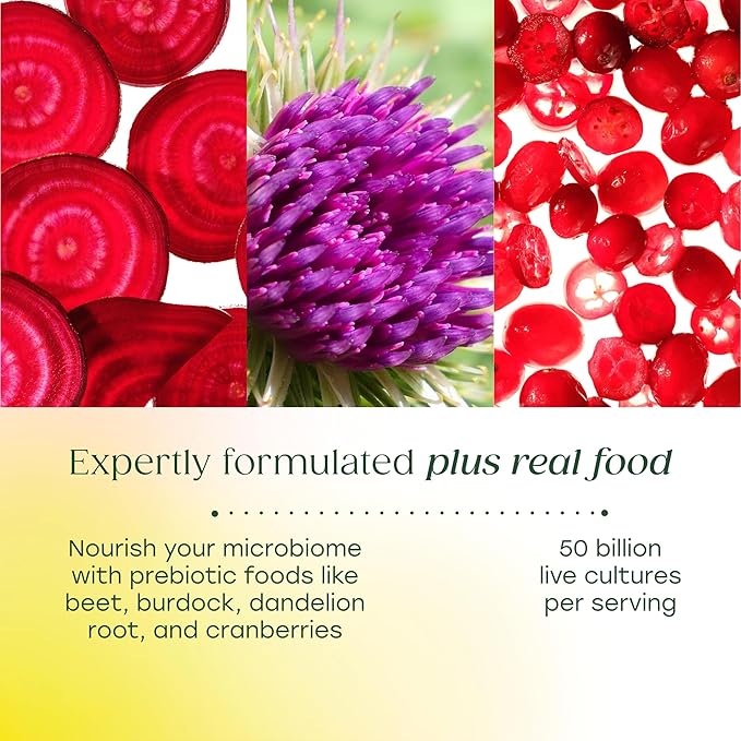 MegaFood MegaFlora Probiotics and Prebiotics for Women with 14 Strains & 50 Billion CFUs, Cranberry, Digestive Health, Vegetarian, Prebiotics and Probiotics for Women - 90 Capsules (45 Servings)