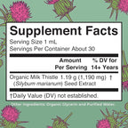 MARYRUTH'S Organic Milk Thistle Seed Liquid Extract Drops, 1 fl oz | 1,190 mg Milk Thistle Seed | Silybum marianum | Alcohol-Free | Vegan | USDA Organic | Non-GMO