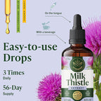 HERBAMAMA Milk Thistle Supplement - Vegan Liver Support with Milk Thistle Extract Tincture - Non-GMO, Alcohol & Sugar-Free Liquid Silymarin Liver Detox Drops, 56-Day Supply