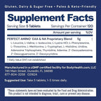 BodyHealth PerfectAmino, Essential Amino Acid with BCAAs + Lysine, Phenylalanine, Threonine, Methionine, Tryptophan, Supplement for Muscle Mass Production, Recovery & Strength (600 ct)