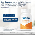 Bariatric Fusion Iron Supplement 45mg with Vitamin C | 1 Per Day | Vitamins for Women and Men | Gluten, Dairy and Soy Free | Non-GMO | 60 Count