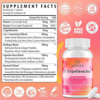 L-Ergothioneine with Collagen Peptides, Hyaluronic Acid | 2X Antioxidant of Glutathione | 11-in-1 Mushrooms Supplement for Women | Skin, Brain, Immune, Cognitive Support | 120 Capsules