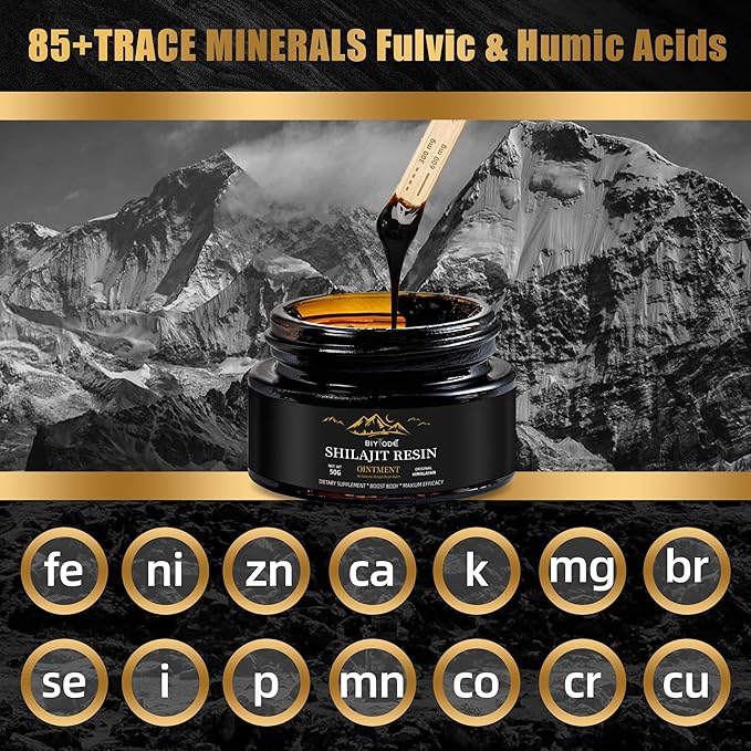 Himalayan Pure Shilajit Resin 600mg 50 Servings with Fulvic Acid & 85+ Trace Minerals Vegan Non-GMO Energy Supplement for Men & Women Ancient Ayurvedic Formula