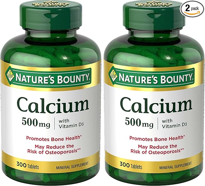 Nature's Bounty Calcium Plus 400 IU Vitamin D3, Immune Support & Bone Health, 300 Tablets (Pack of 2)