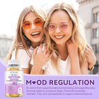 Saffron Gummies for Adult Kids, 10-IN-1 Cortisol Support Supplement with Saffron 88.5mg, Vitamin D3, B6, Magnesium, Zinc, Ashwagandha, L-Theanine, St. John's Wort, For Emotions, Slumber, 60 Count