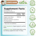 Why Not Natural Organic Lions Mane Liquid Extract Mushroom Supplement Tincture