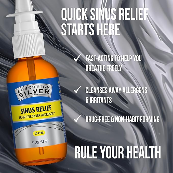 Sovereign Silver Natural Nasal Spray - Colloidal Silver Nasal Spray, Bio Active Nose Mist for Sinus and Immune Support, Adults and Kids, 10 ppm - 2 fl oz (59mL)